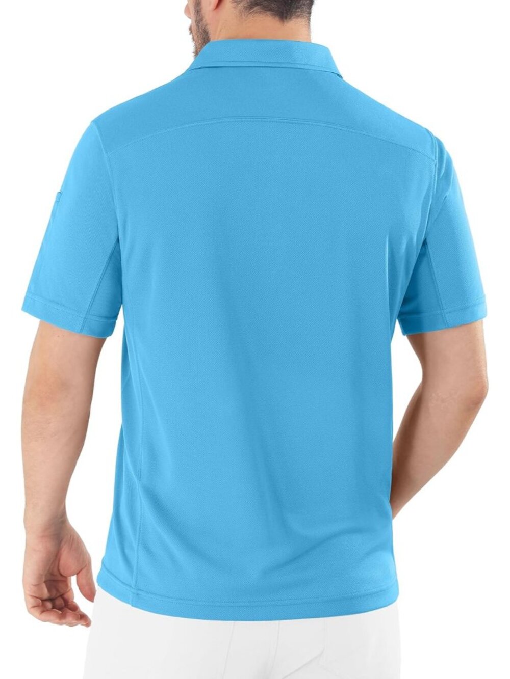 Men’s Sea Blue Quick Dry Tactical Polo Shirt Short Sleeve Casual Golf Top - Picture 6 of 6